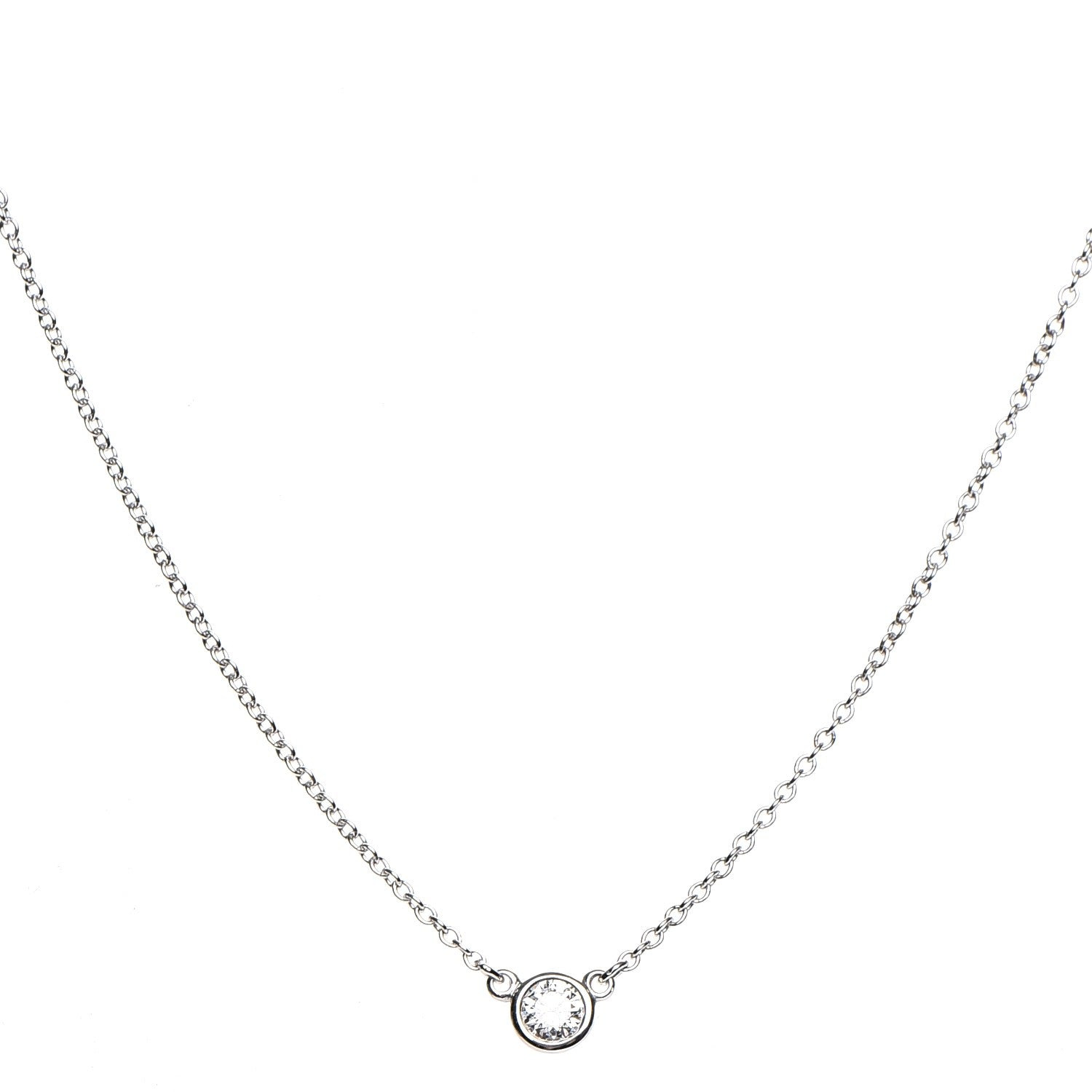 Tiffany Platinum Diamond .14ct Elsa Peretti Diamonds by the Yard Pendant Necklace 1 of 9