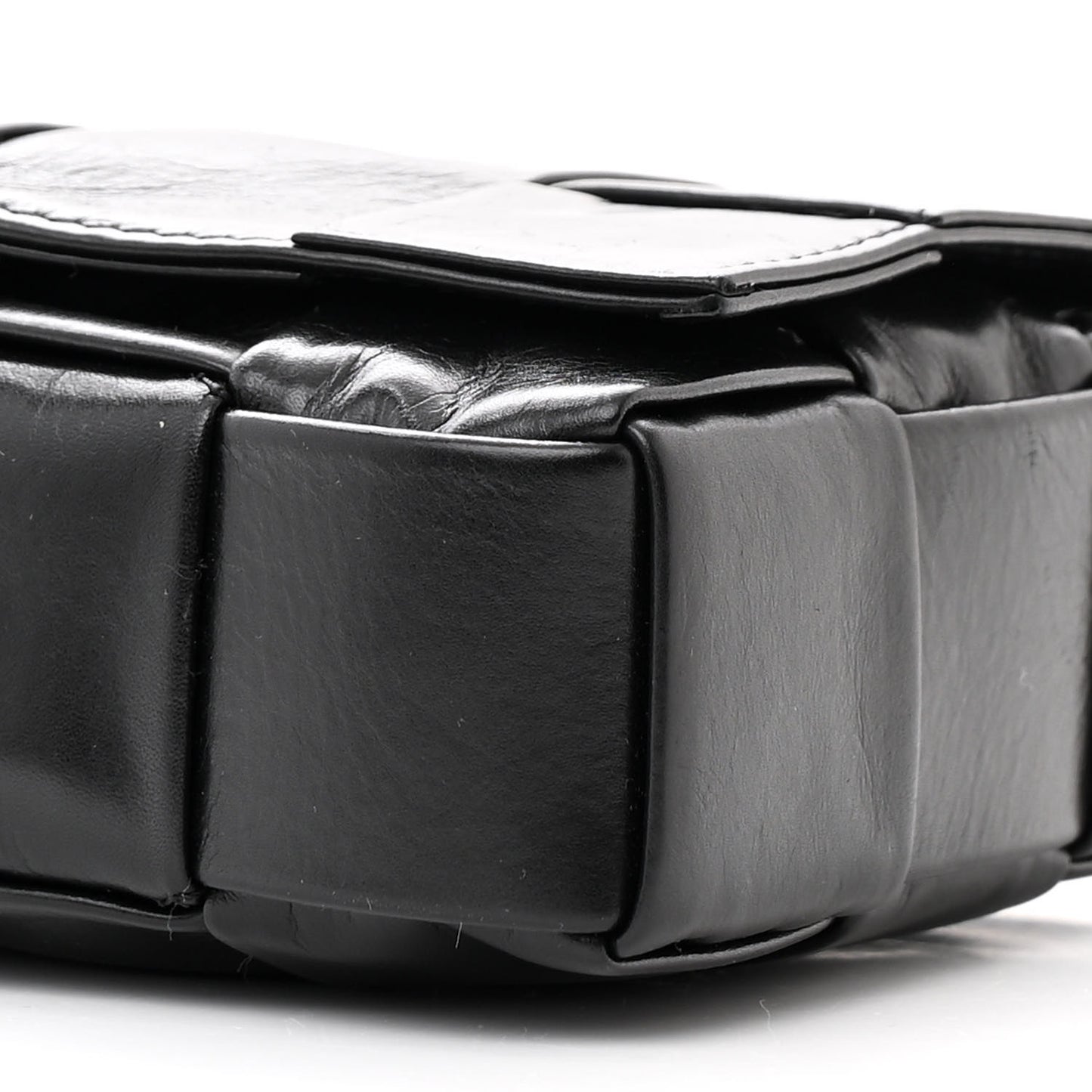 Paper Calfskin Maxi Intreccio Small Cassette Crossbody Bag Black