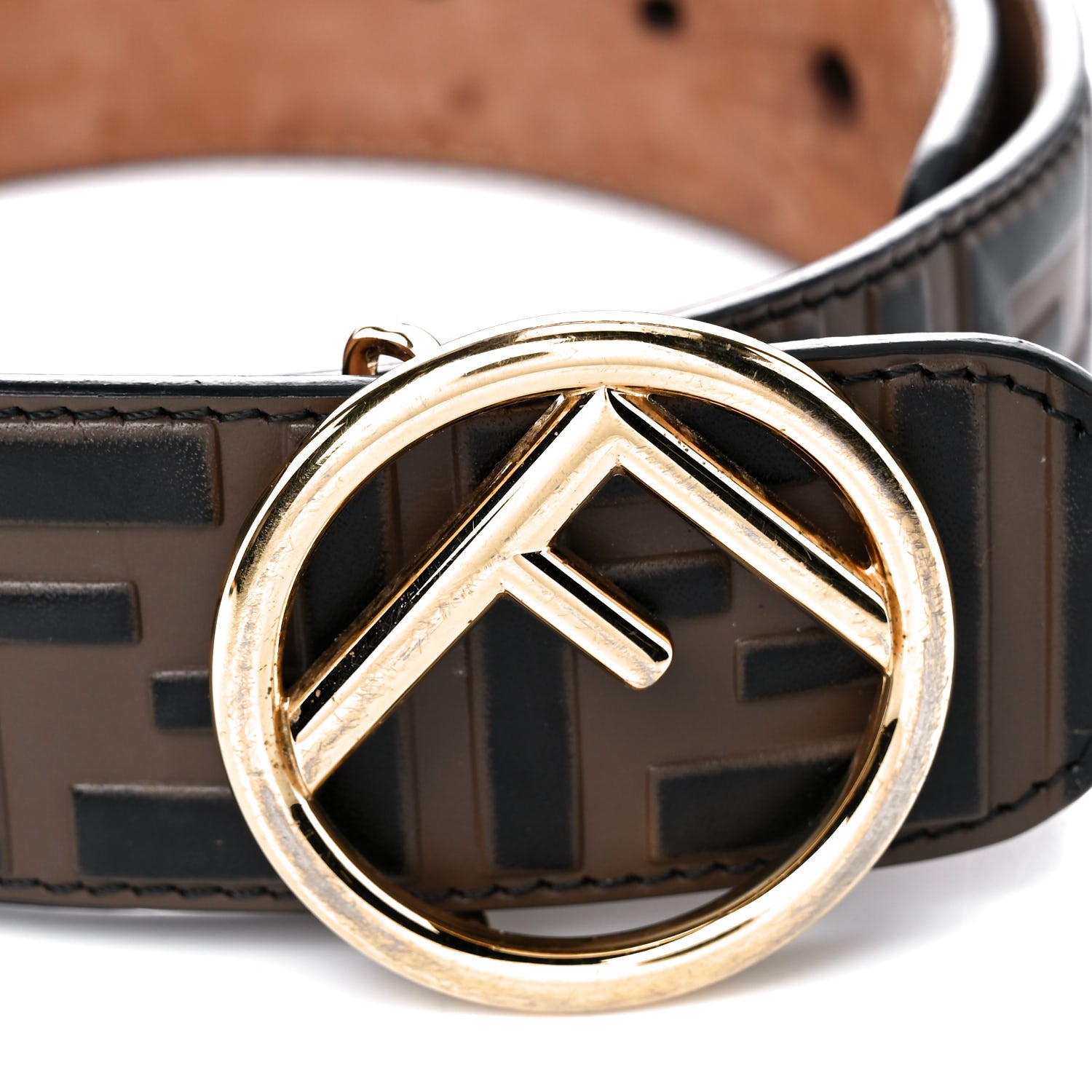 Fendi Vitello F is Fendi Bi-Color FF 1974 Embossed Belt 70 28 Maya Black 9 of 9