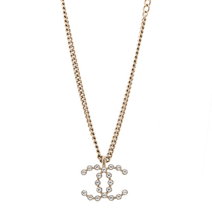 Chanel Crystal CC Pendant Necklace Gold 1 of 7