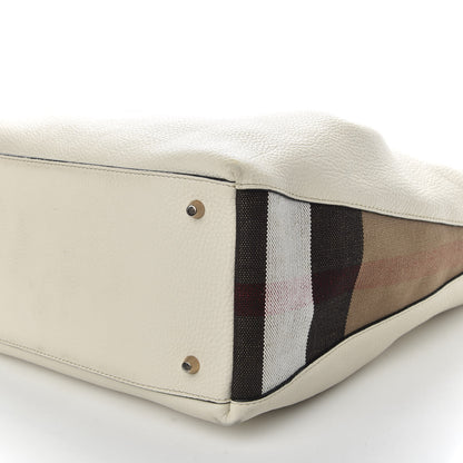 Burberry Grainy Calfskin House Check Medium Maidstone White 7 of 11