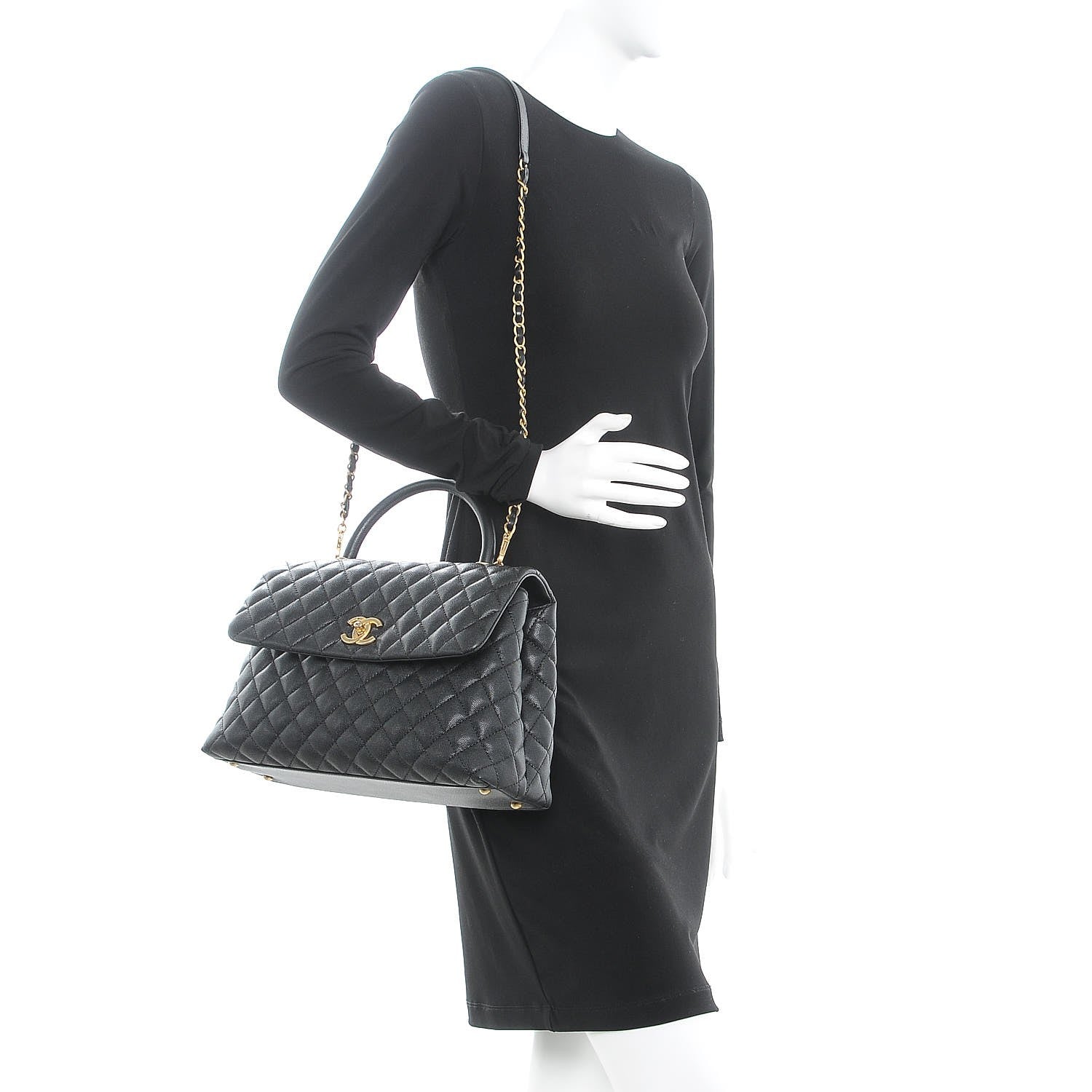 Chanel Caviar Quilted Medium Coco Handle Flap Black 2 of 7