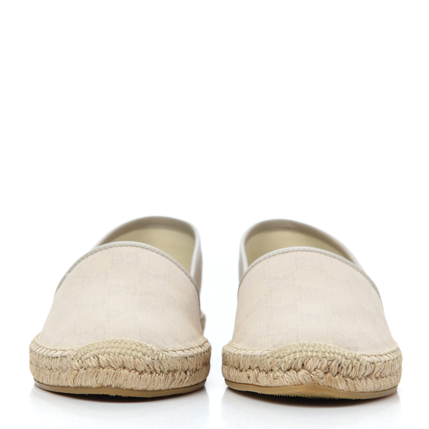 Washed Cotton Miro Soft Calfskin GG Monogram Espadrilles 38.5 White Mystic White