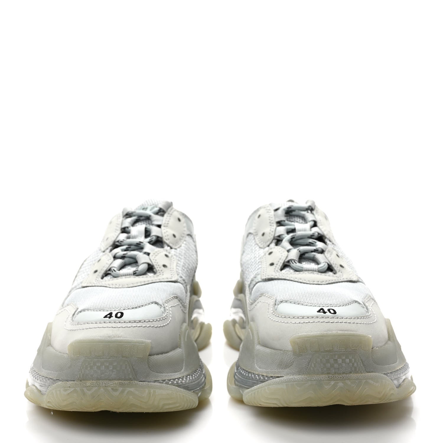 Balenciaga Fabric Mesh Clear Sole Womens Triple S Sneakers 40 Pearl Grey 2 of 8