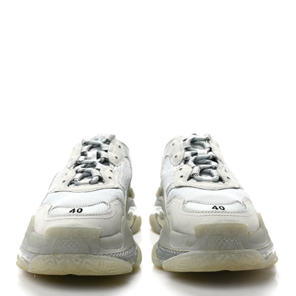 Balenciaga Fabric Mesh Clear Sole Womens Triple S Sneakers 40 Pearl Grey 2 of 8