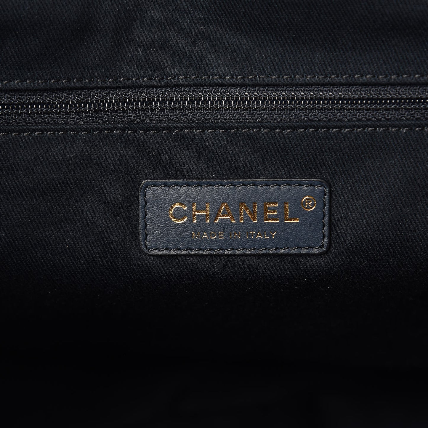 Lurex Canvas Small Deauville Tote Navy Blue Gold