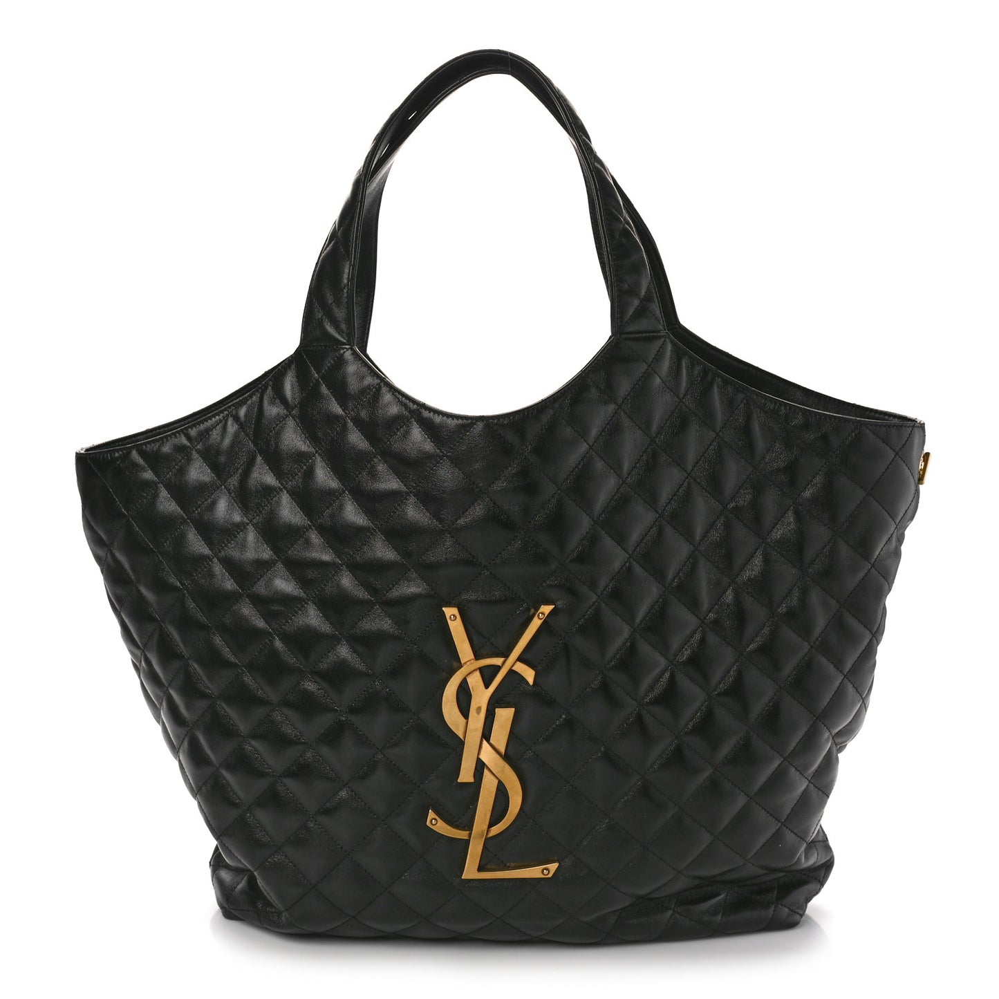 Lambskin Quilted Maxi Icare Shopping Tote Black