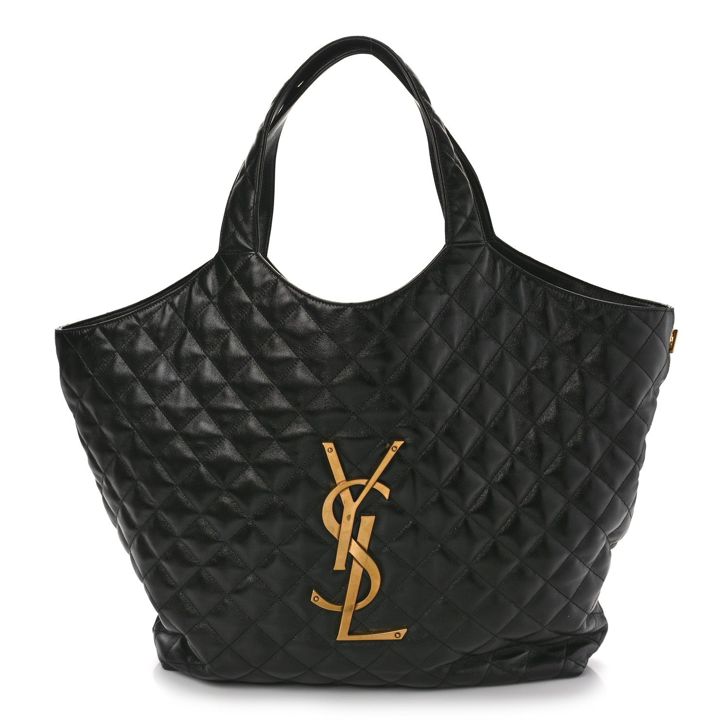 Saint Laurent Lambskin Quilted Maxi Icare Shopping Tote Black 3 of 9