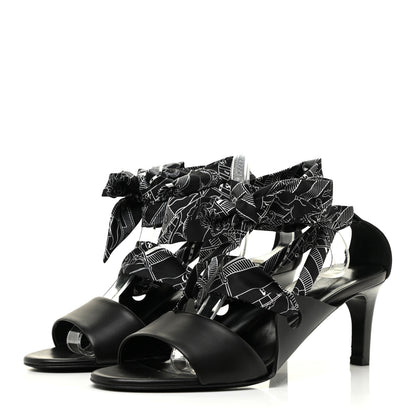Hermes Calfskin Silk Torsade Sandals 39.5 Black 3 of 10
