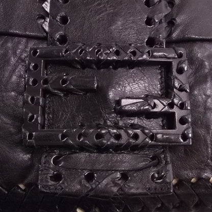 Fendi Calfskin Whipstitch Large Messenger Black 6 of 13