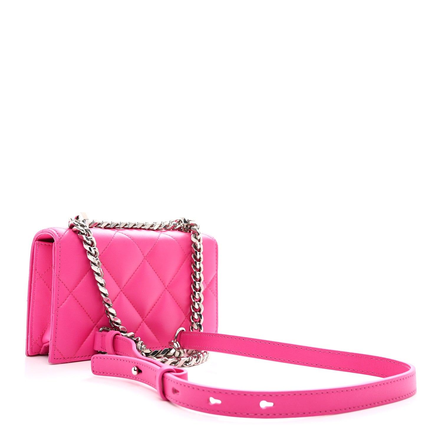 Alexander McQueen Nappa Quilted Graffiti Skull Knuckle Crossbody Bobby Pink Black 3 of 11