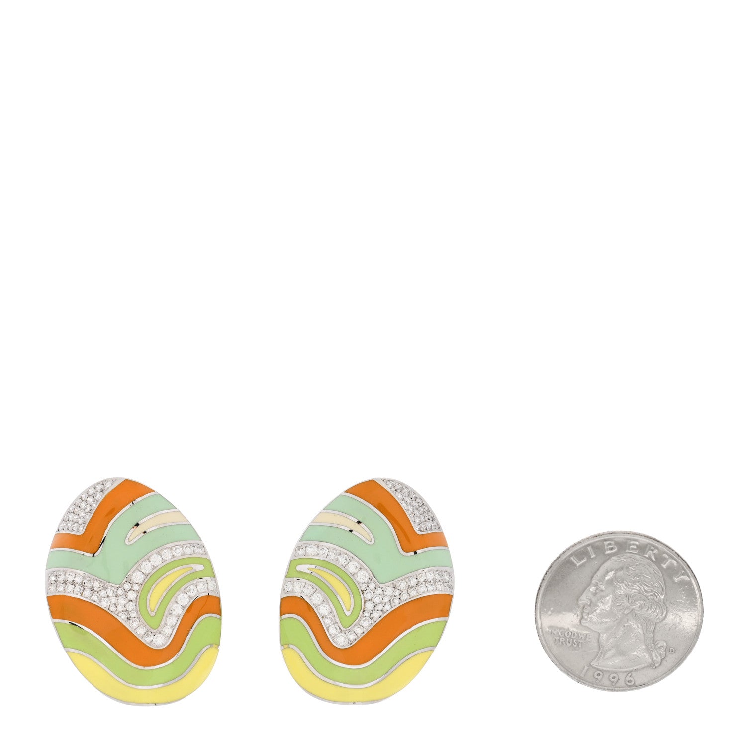 Roberto Coin 18K White Gold Diamond Enamel Earrings Multicolor 2 of 4