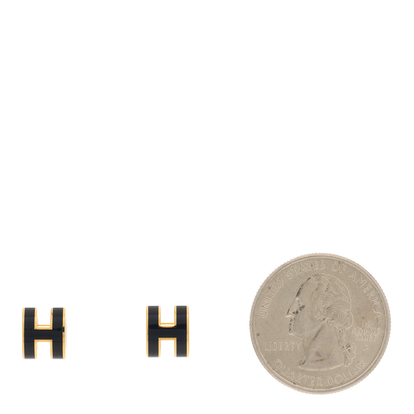 Gold Lacquered Mini Pop H Earrings Black