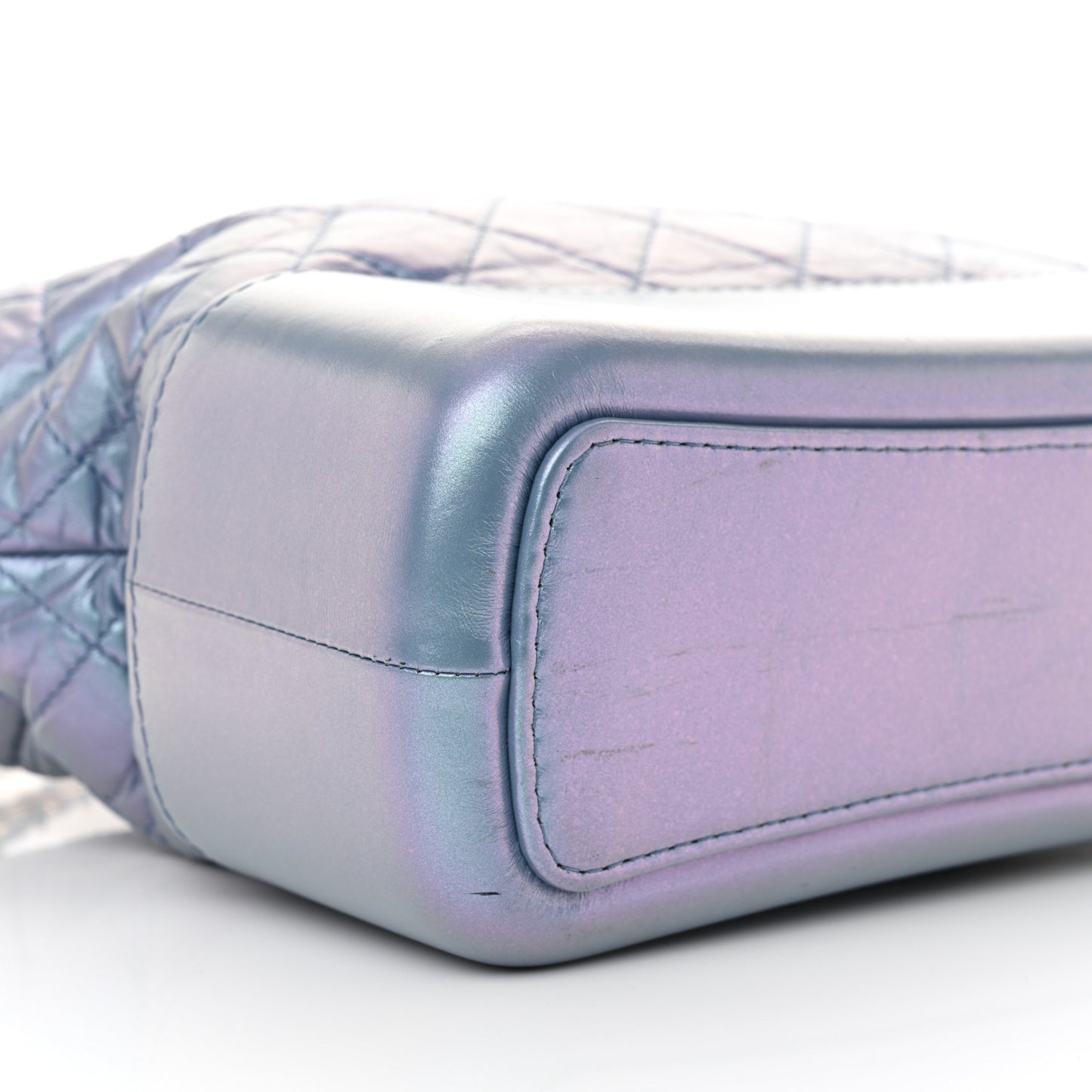 Iridescent Aged Calfskin Quilted Medium Gabrielle Hobo Blue