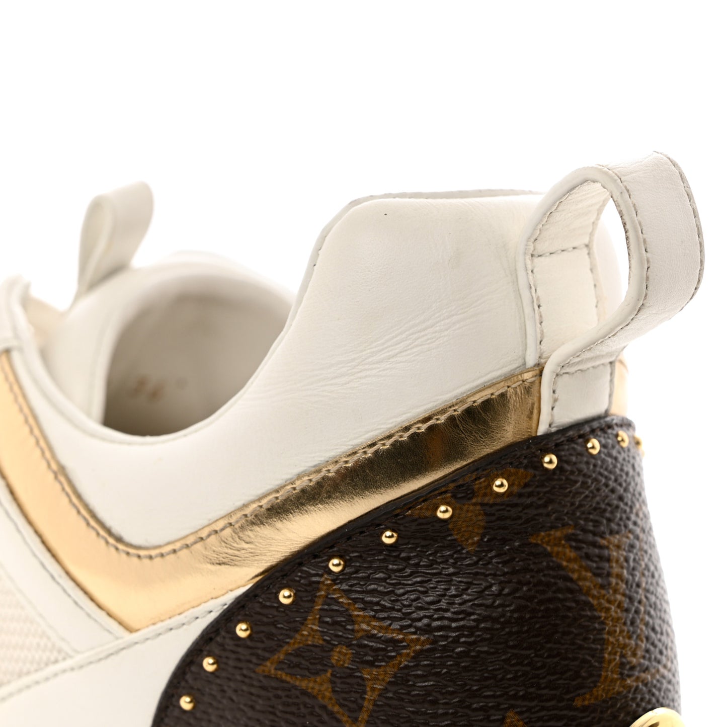 Calfskin Monogram Embellished Run Away Sneakers 36 White