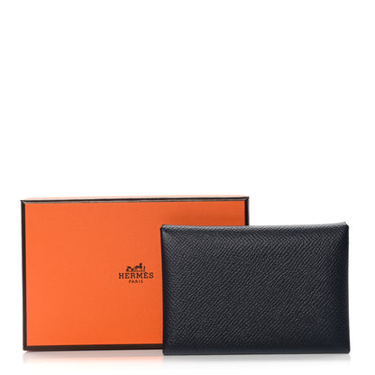 Hermes Epsom Calvi Duo Card Case Bleu Indigo 9 of 9