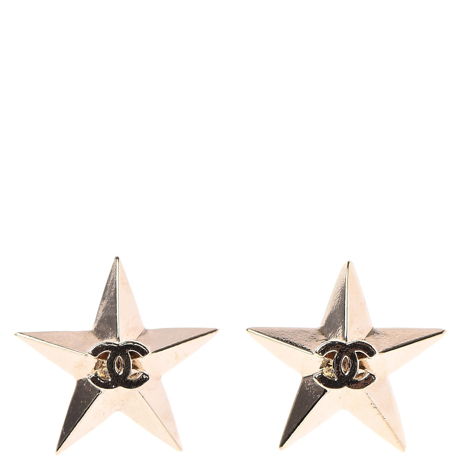 Chanel Metal CC Star Earrings Gold 1 of 5