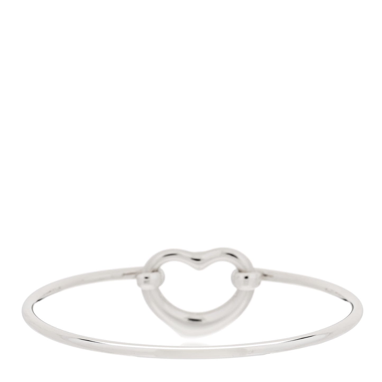 Sterling Silver Diamond Elsa Peretti Open Heart Bangle Bracelet