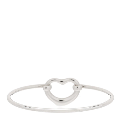 Tiffany Sterling Silver Diamond Elsa Peretti Open Heart Bangle Bracelet 2 of 3