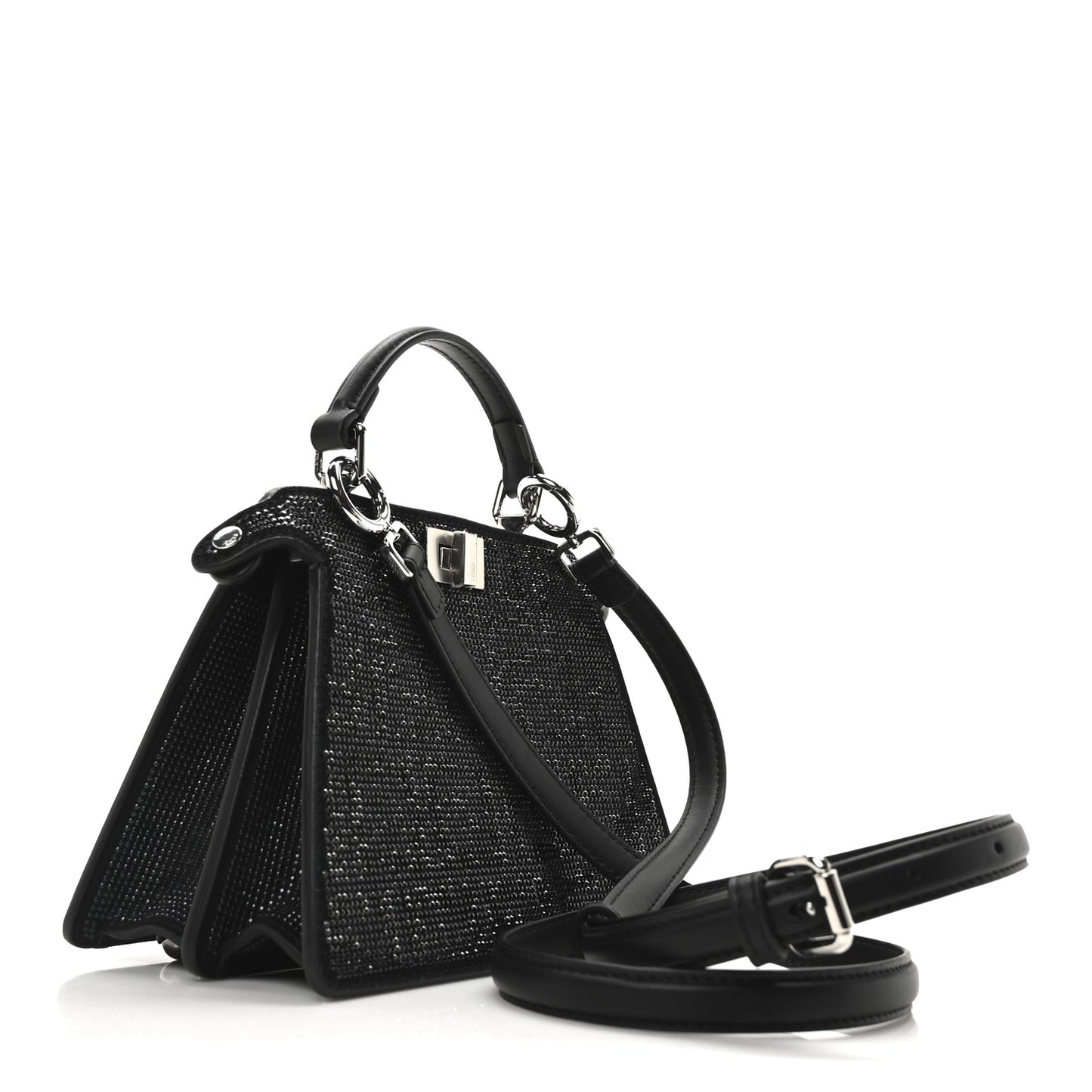 Crystal Shiny Nappa FF Petite Peekaboo I SEE U Satchel Black