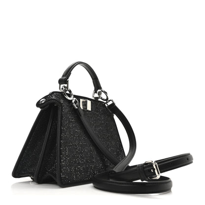 Fendi Crystal Shiny Nappa FF Petite Peekaboo I SEE U Satchel Black 3 of 10