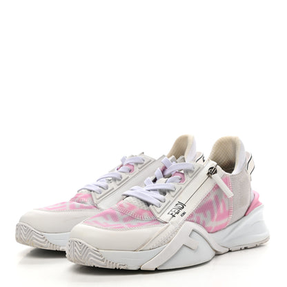 Fendi X SARAH COLEMAN Nylon Suede Lycra FF Vertigo Fendi Flow Low Top Sneakers 38 Transparent Rosa White 3 of 13