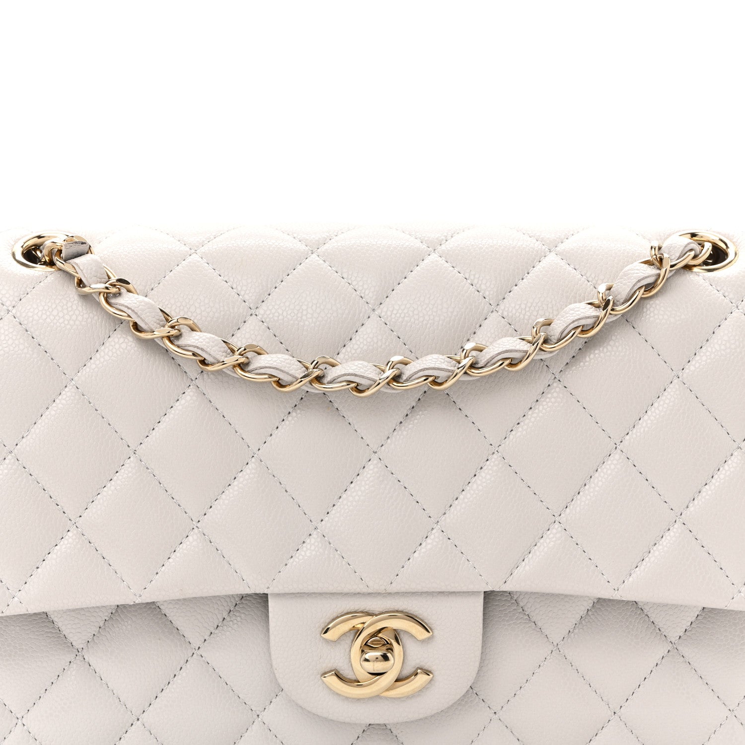Chanel Caviar Quilted Medium Double Flap Light Grey 7 of 11