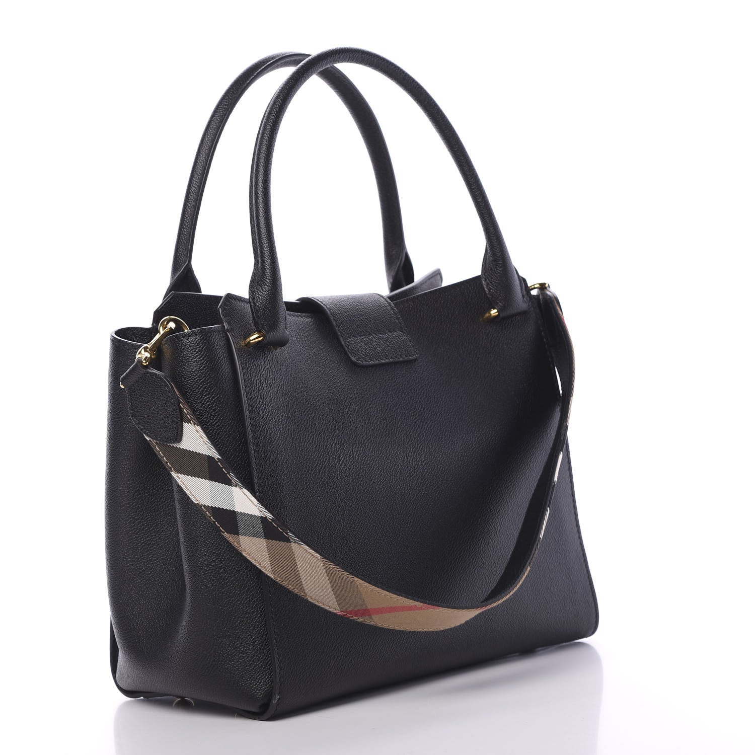 Burberry Soft Grain Calfskin Medium Buckle Tote Black 2 of 11
