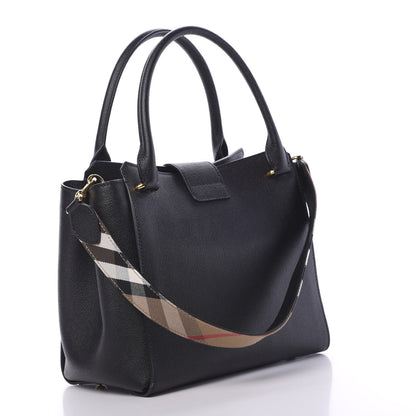 Burberry Soft Grain Calfskin Medium Buckle Tote Black 2 of 11