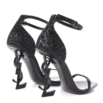 Saint Laurent Glitter Opyum Sandals 36 Black 4 of 10