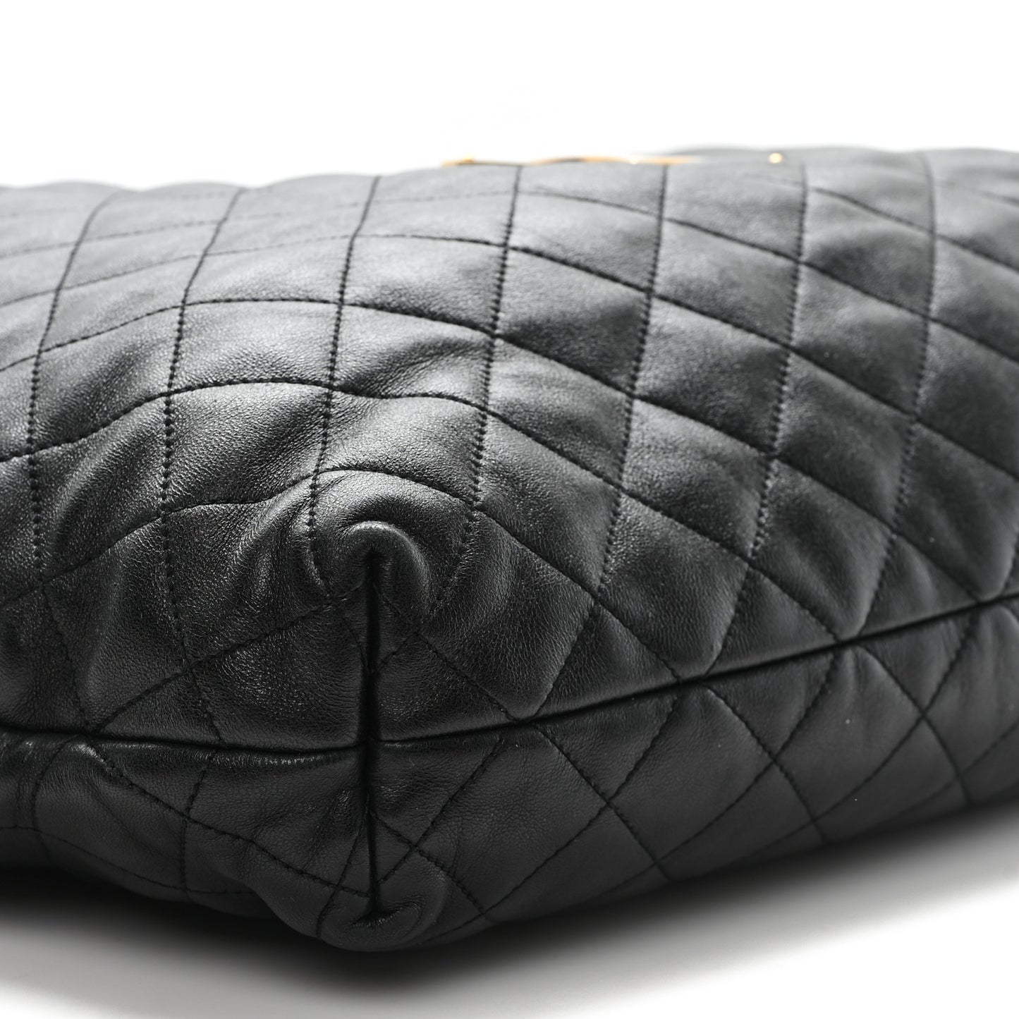 Lambskin Quilted Maxi Icare Shopping Tote Black