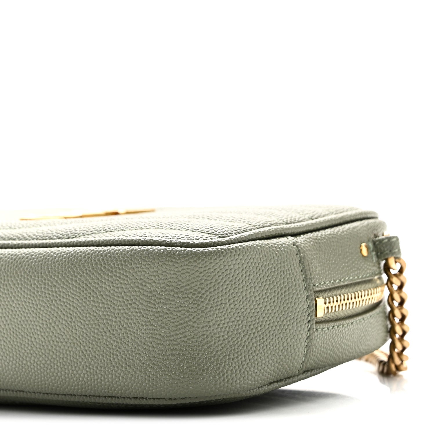 Saint Laurent Grain De Poudre Matelasse Monogram Mini Lou Camera Bag Light Sage 10 of 11