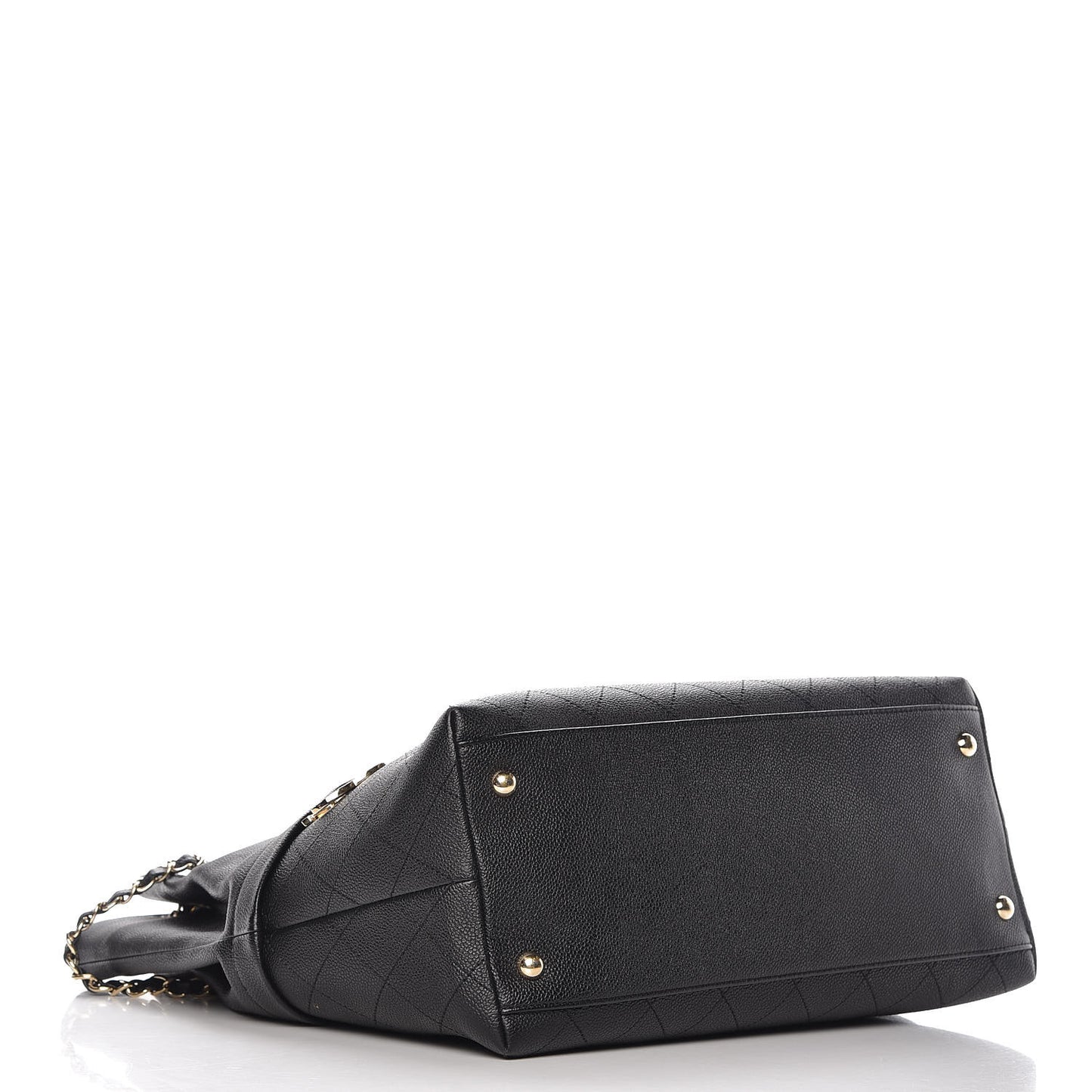 Crumpled Grained Calfskin Zip and Carry Shopping Tote Black