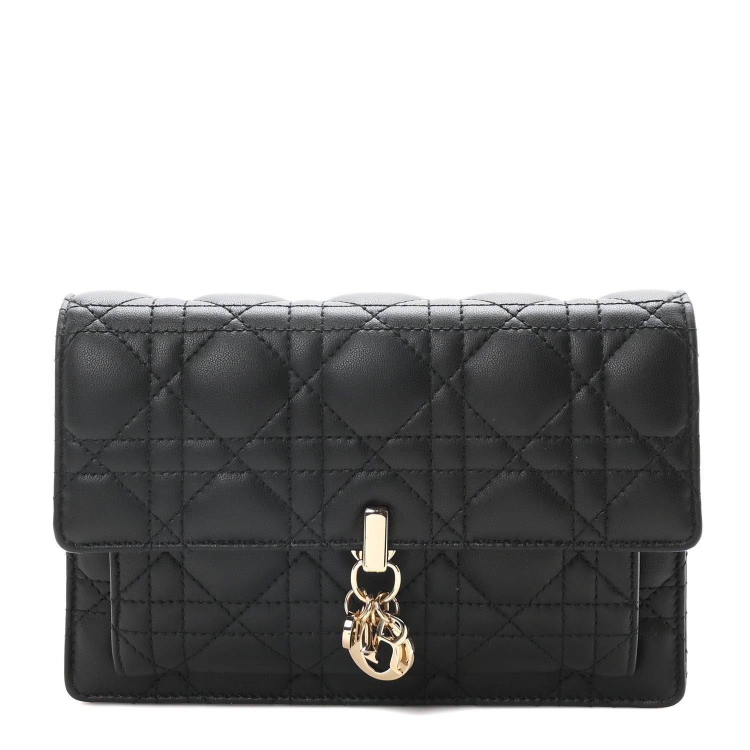 Christian Dior Lambskin Cannage Lady Dior Chain Pouch Black 1 of 10