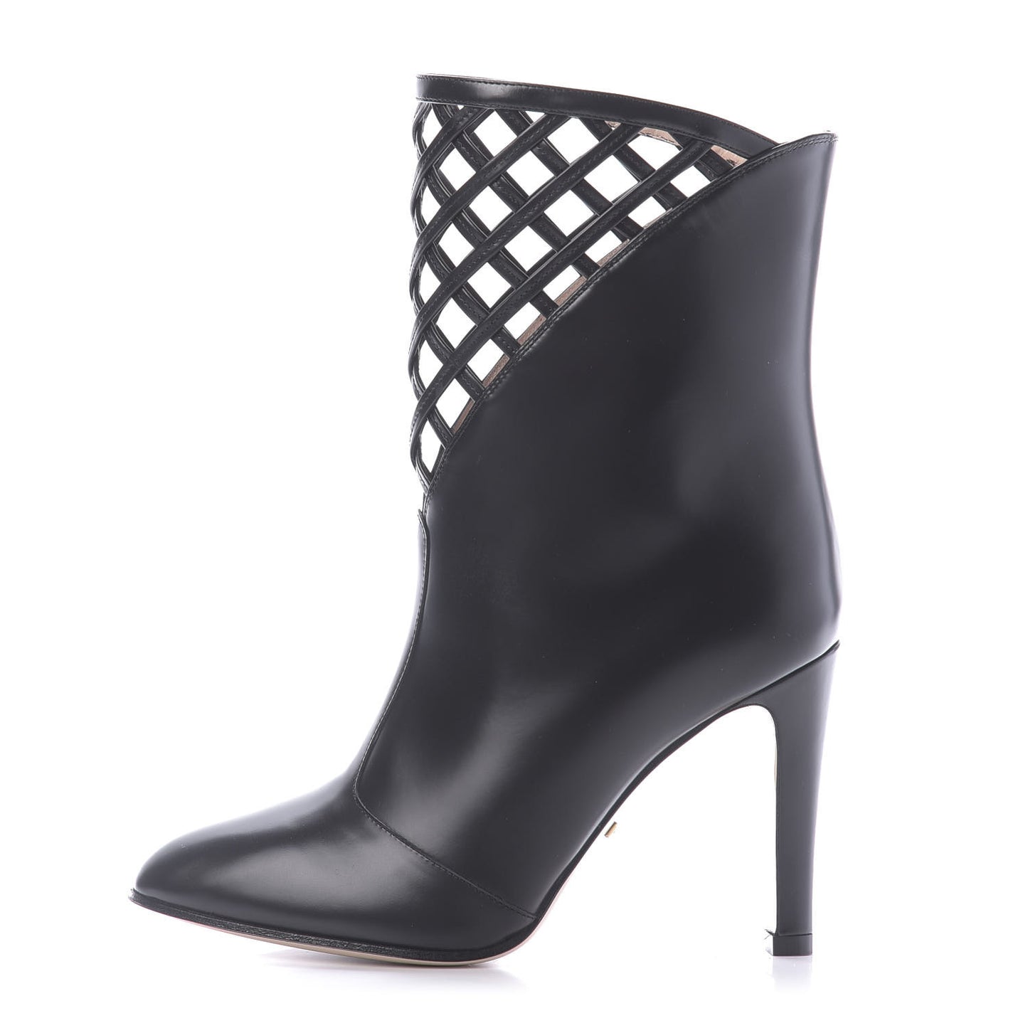 Plume Calfskin Damir Lattice Cutout Boots 35.5 Black