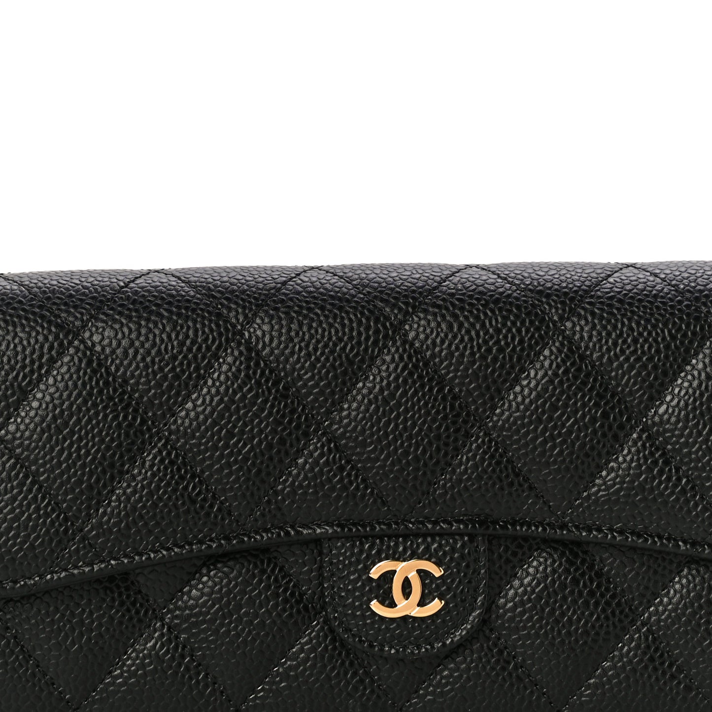 Caviar Quilted Large Gusset Flap Wallet Black