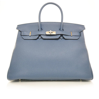 Hermes Taurillon Clemence Birkin 35 Bleu Thalassa NEW 1 of 11