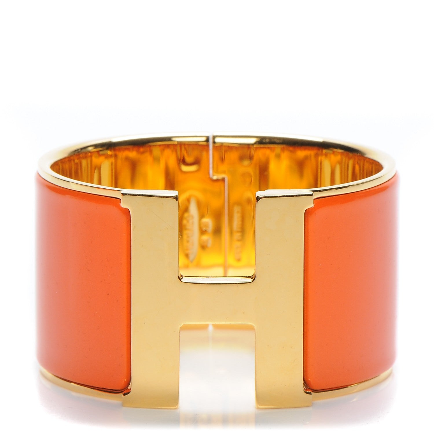 Hermes Enamel Extra Wide Clic Clac H Bracelet PM Orange 1 of 4