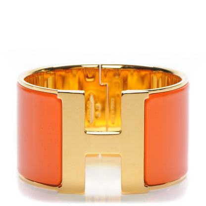 Hermes Enamel Extra Wide Clic Clac H Bracelet PM Orange 1 of 4