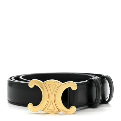 Celine Box Calfskin Medium 25mm Triomphe Belt 80 32 Black 1 of 6