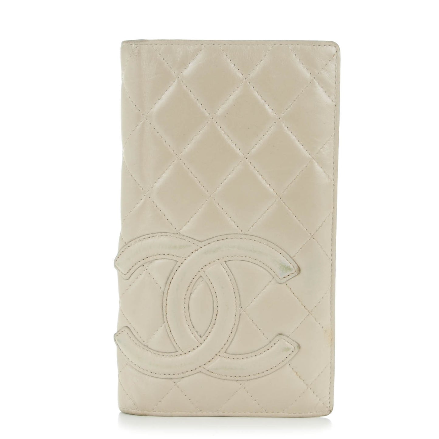 Calfskin Quilted Cambon Yen Wallet Pearl
