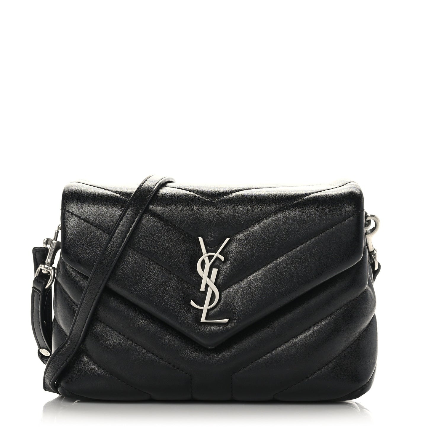 Calfskin Y Quilted Monogram Toy Loulou Crossbody Bag Black