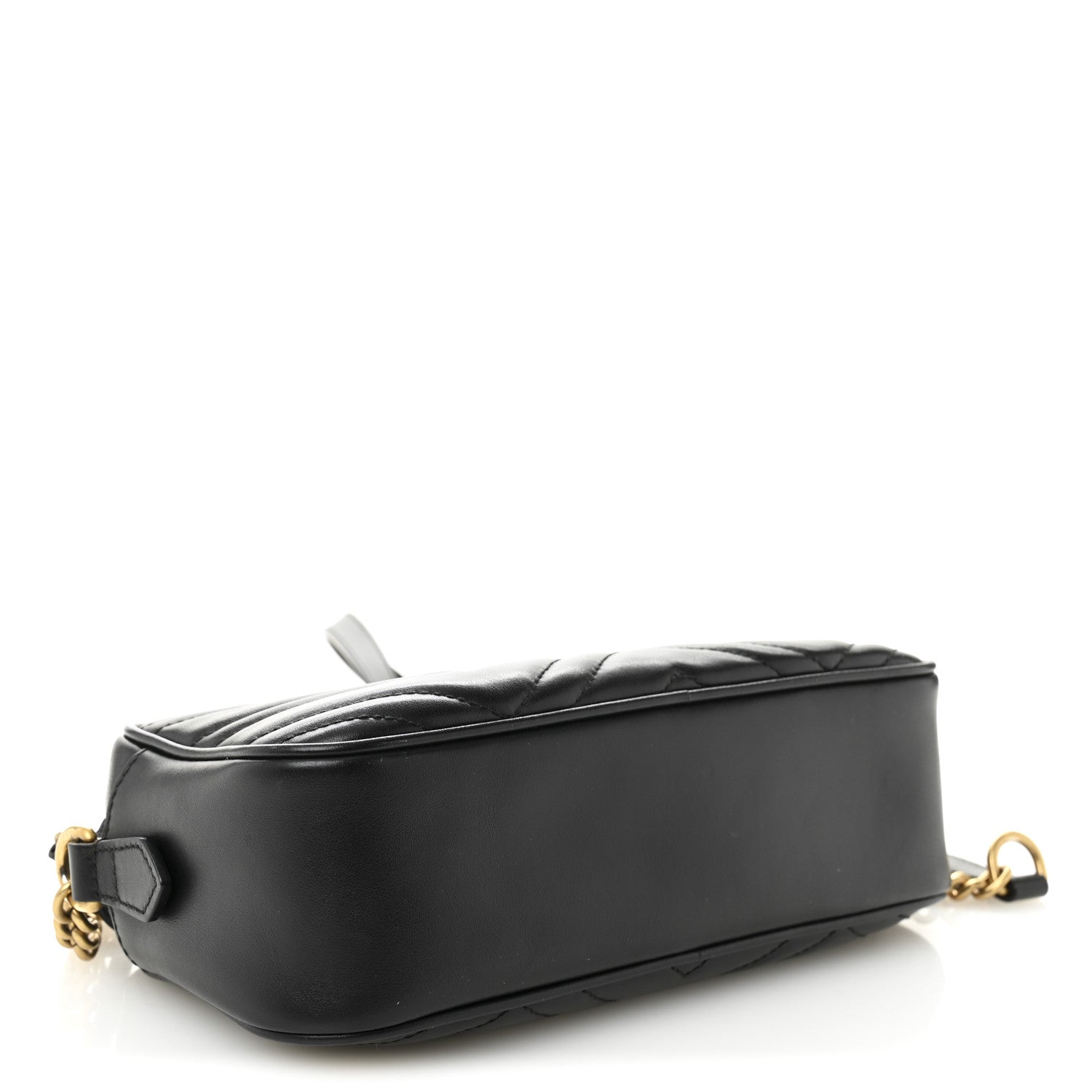 Gucci Calfskin Matelasse Small GG Marmont Chain Shoulder Bag Black 4 of 11