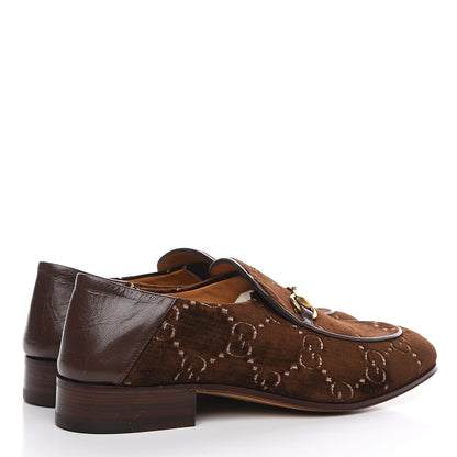 Gucci Velvet GG Monogram Goatskin Mens Horsebit Loafers 9.5 Brown Vintage Cocoa 4 of 9
