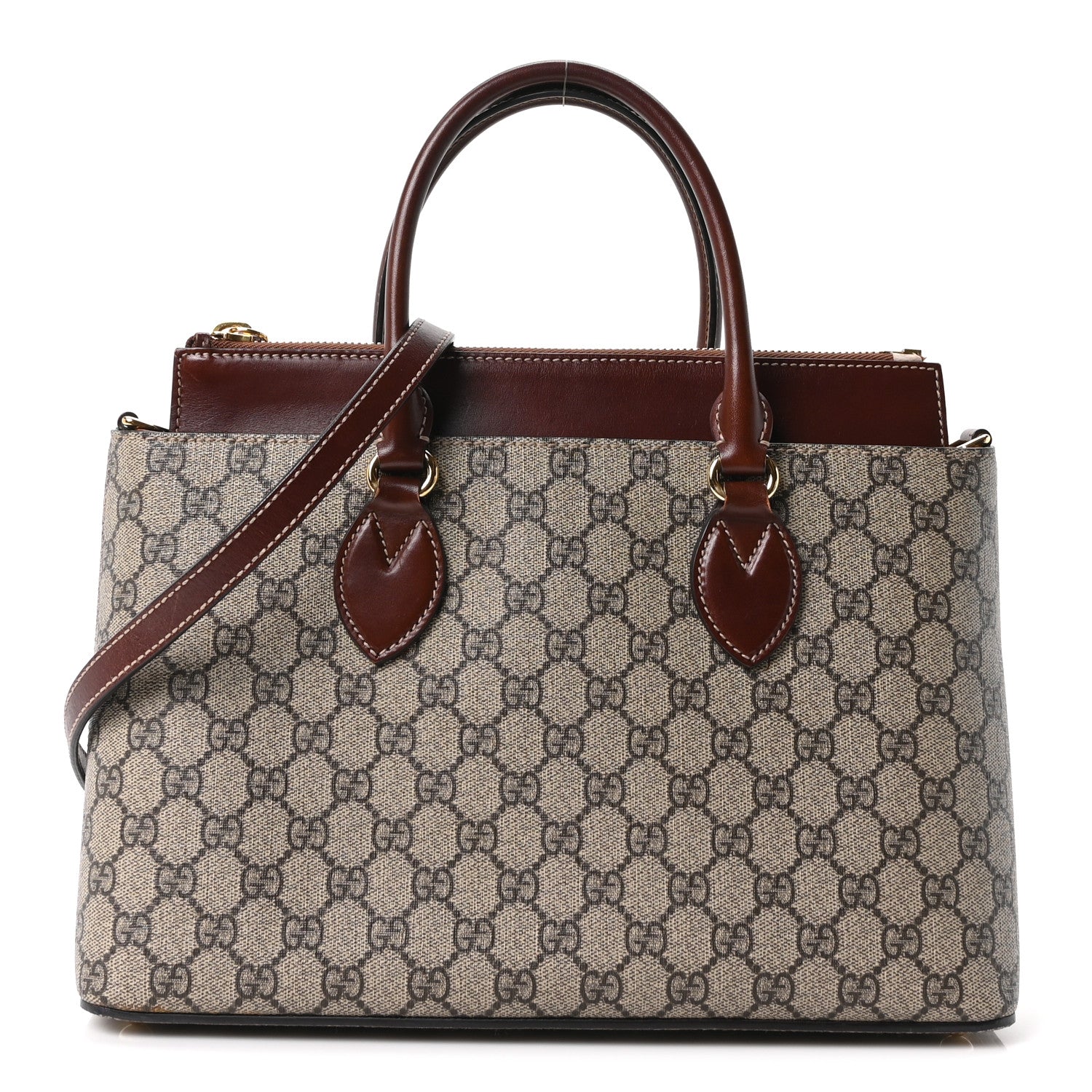 Gucci GG Supreme Monogram Small Zip Top Tote Beige Tuscany 1 of 11