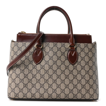 Gucci GG Supreme Monogram Small Zip Top Tote Beige Tuscany 1 of 11