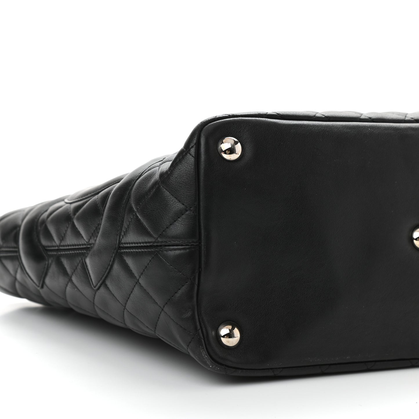 Calfskin Quilted Large Cambon Tote Black