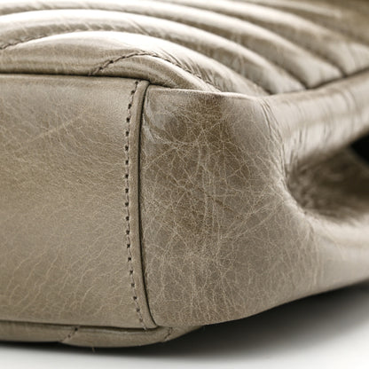 Saint Laurent Waxed Calfskin Matelasse Chevron Medium Monogram College Bag Fog Gray 11 of 12