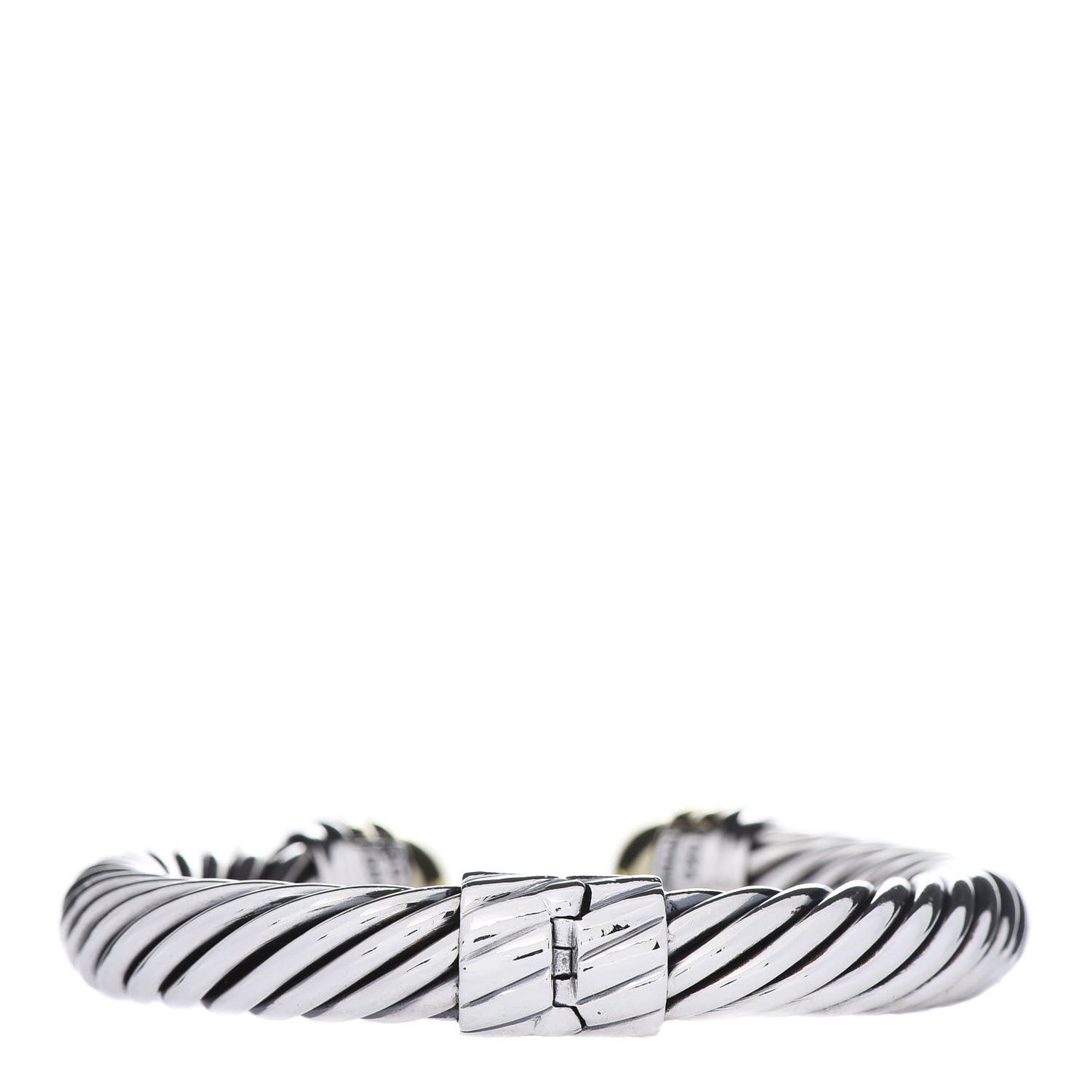 Sterling Silver 14K Yellow Gold 10mm Cable Classics Bracelet