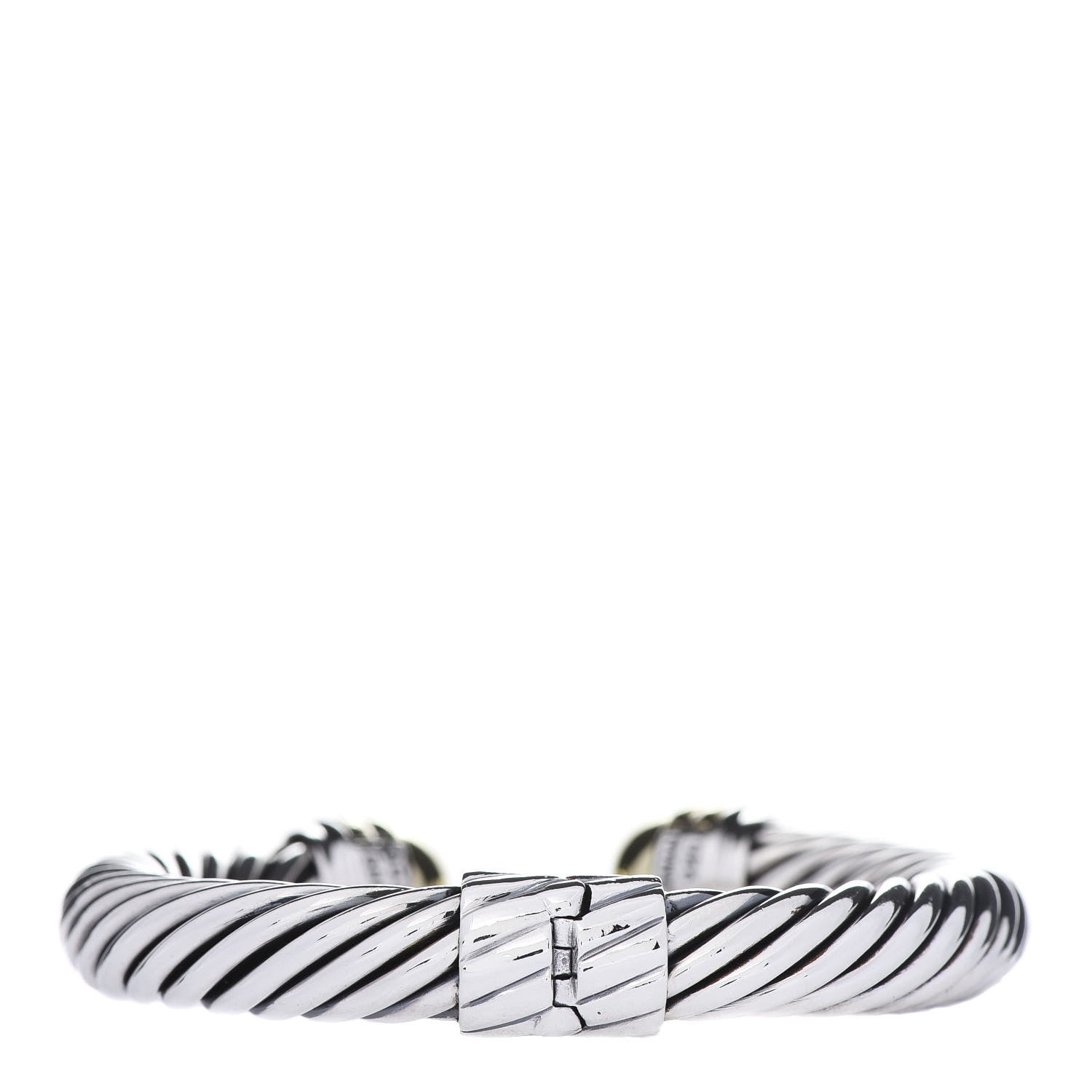 David Yurman Sterling Silver 14K Yellow Gold 10mm Cable Classics Bracelet 3 of 4